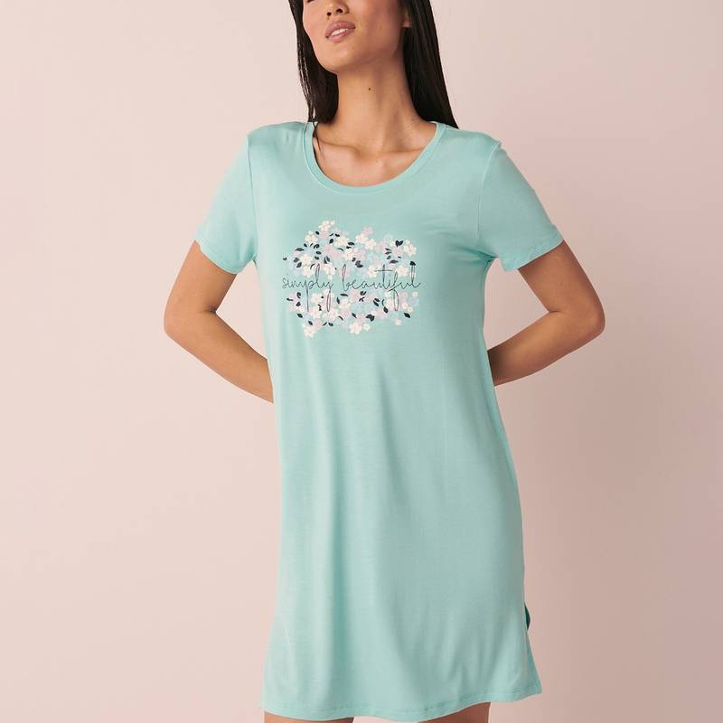 La Vie En Rose Timeless Beauty Sleepshirt Short Sleeve - Blue (XS)
