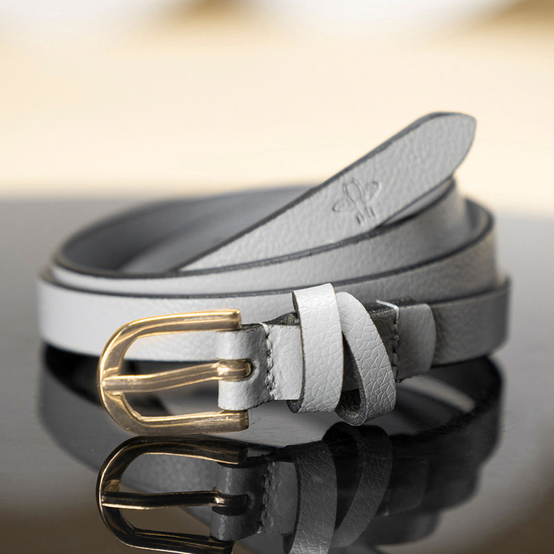 Mode by Red Tape Women Light Grey Buff Split Leather Belt (L)