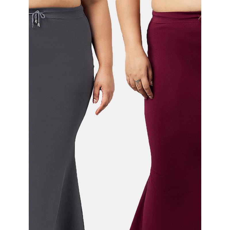 G Heist Women Multi-Color Plus Size Seamless Saree Shapewear (Pack Of 2) (L)