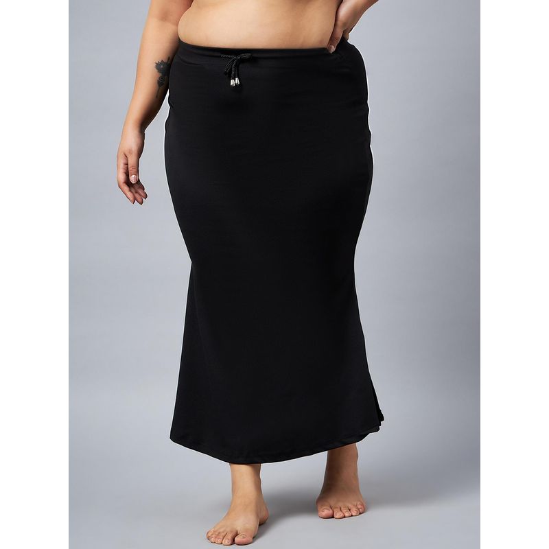 G Heist Women Black Plus Size Solid Skinny Fit Saree Shapewear (L)