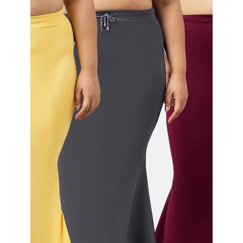 G Heist Women Multi-Color Plus Size Seamless Saree Shapewear (Pack Of 3) (L)