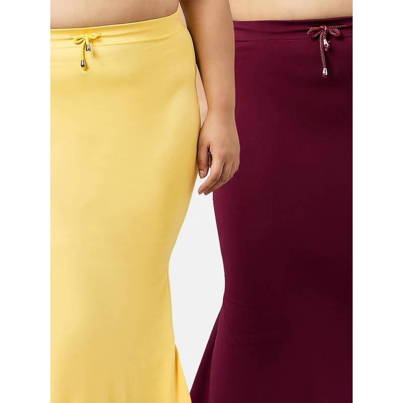 G Heist Women Multi-Color Plus Size Seamless Saree Shapewear (Pack Of 2) (L)
