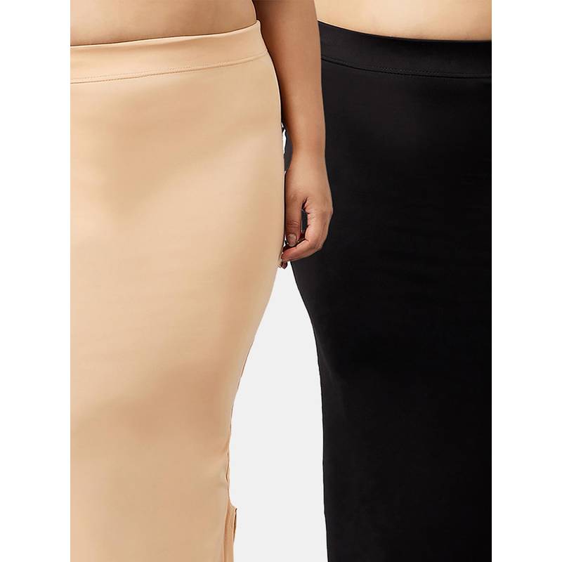 G Heist Women Multi-Color Plus Size Elastic Seamless Saree Shapewear (Pack Of 2) (L)