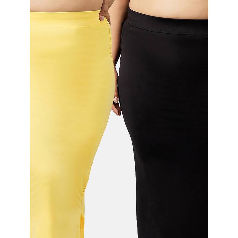 G Heist Women Multi-Color Plus Size Elastic Seamless Saree Shapewear (Pack of 2) (L)