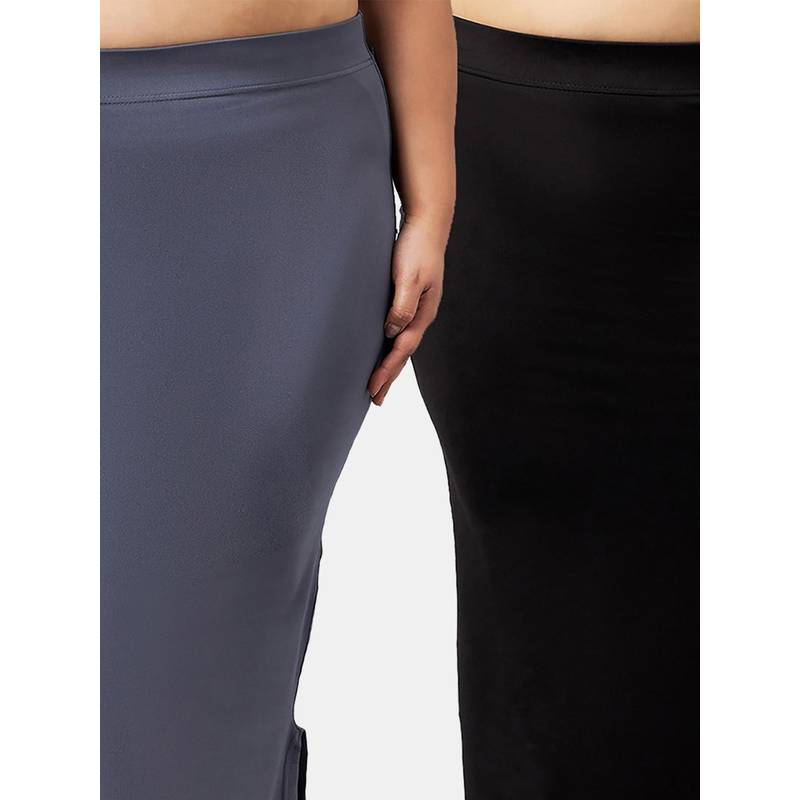 G Heist Women Multi-Color Plus Size Elastic Seamless Saree Shapewear (Pack of 2) (L)