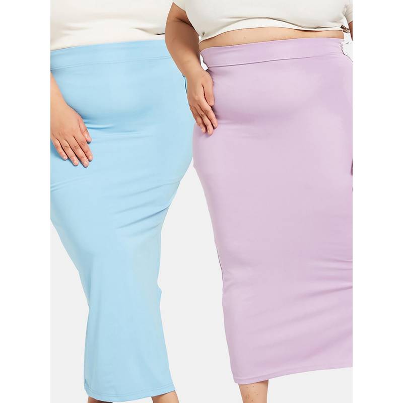 G Heist Women Multi-Color Plus Size Seamless Saree Shapewear (Pack of 2) (L)