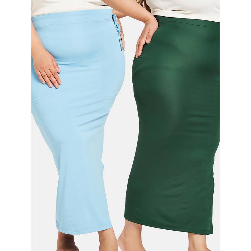 G Heist Women Multi-Color Plus Size Seamless Saree Shapewear (Pack of 2) (3XL)