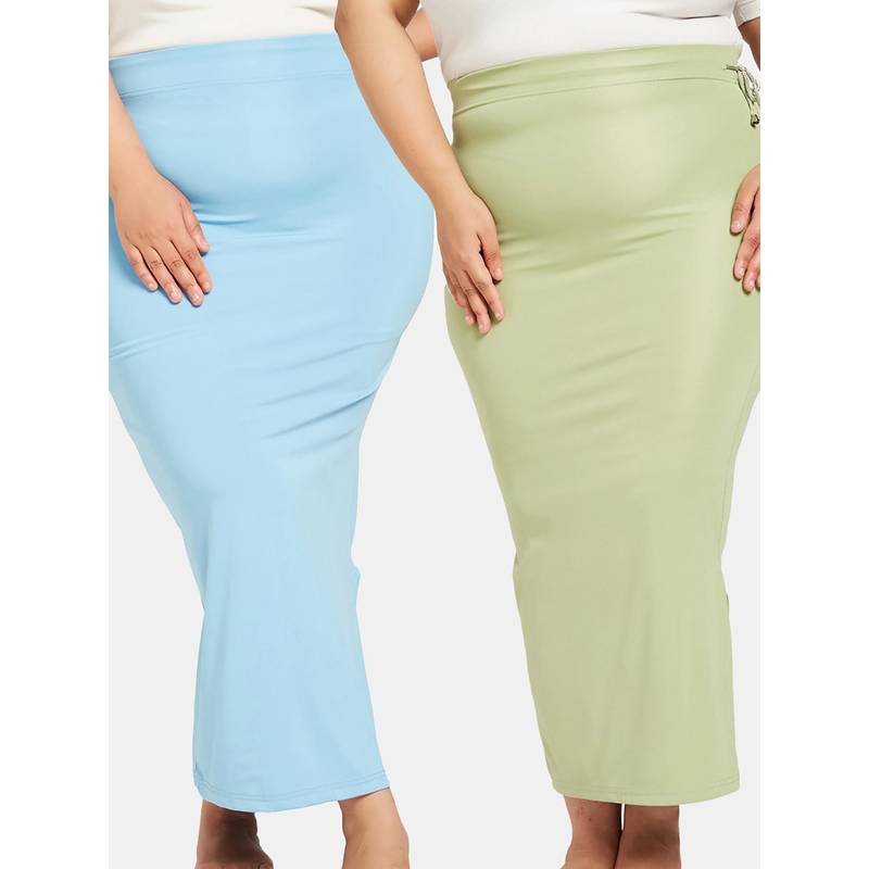 G Heist Women Multi-Color Plus Size Seamless Saree Shapewear (Pack of 2) (XL)