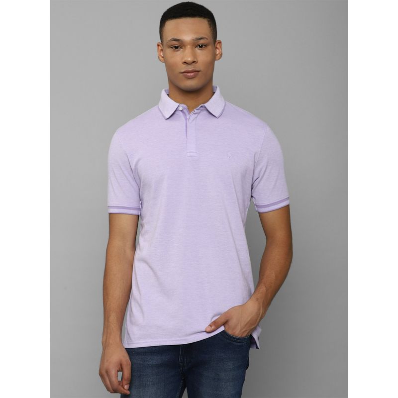 Allen Solly Men Lilac Solid Polo Neck T-Shirt (2XL)