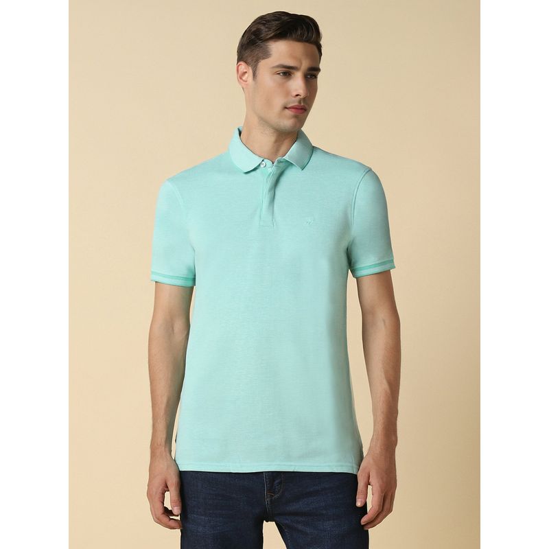 Allen Solly Men Turquoise Solid Polo Neck T-Shirt (S)