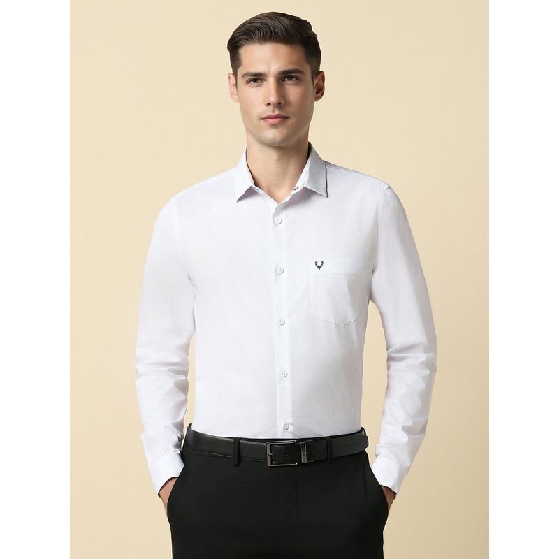 Allen Solly Men White Slim Fit Print Full Sleeves Formal Shirts (40)