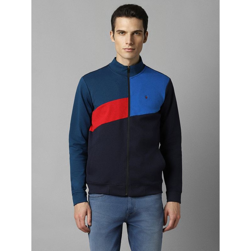 Louis Philippe Men Casual Navy Colorblock Sweatshirt (S)
