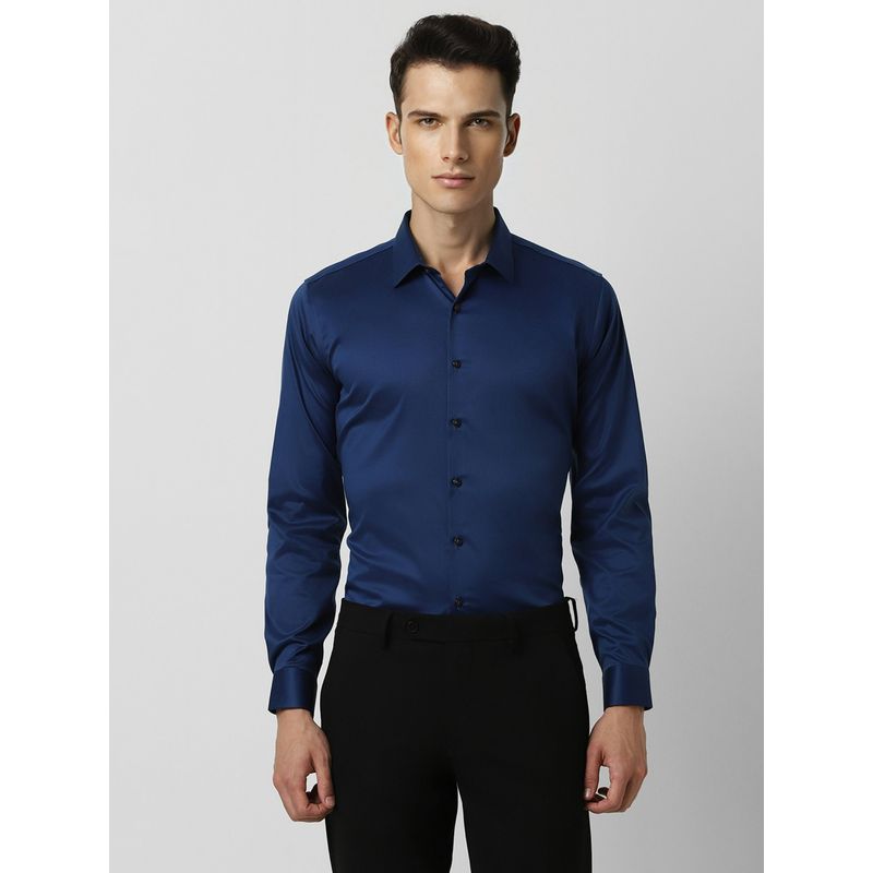 Van Heusen Men Blue Slim Fit Solid Full Sleeves Formal Shirt (39)