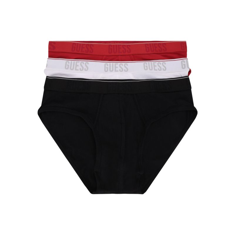 Guess Men Multi-Color Solid Regular Fit Brief (Pack of 3) (S)
