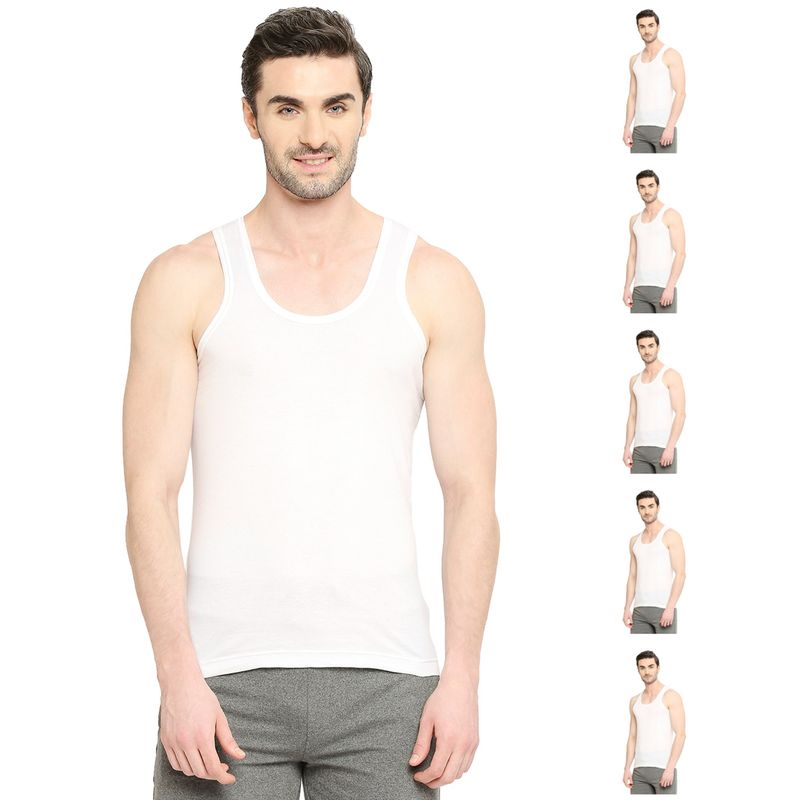 VIP Bonus Classic Mens Snow White Premium Cotton Vest (Pack of 6) (L)