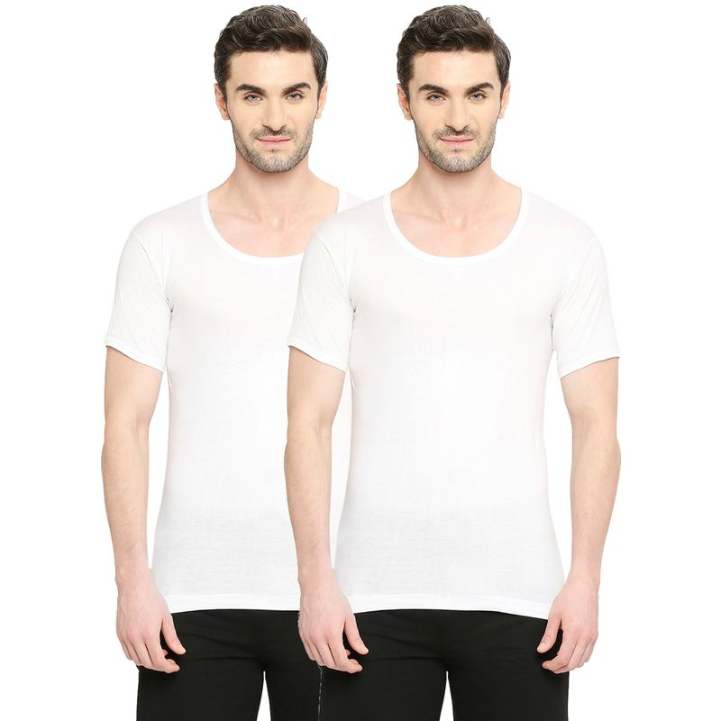 VIP Mens Bonus Classic Combed Cotton Vest with Half Sleeves (Pack of 2) (XL)