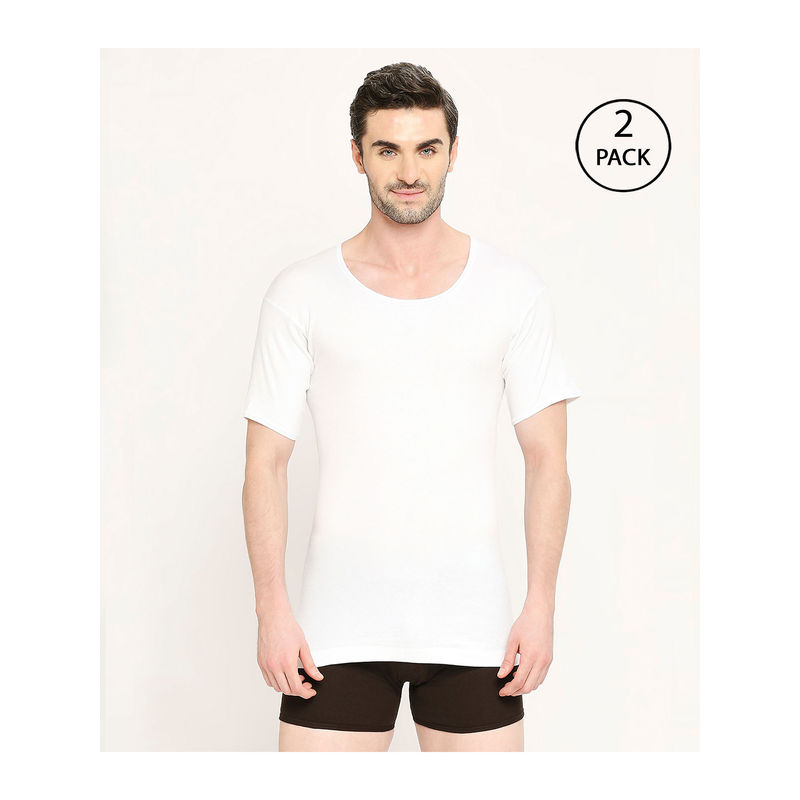 VIP Nawab Mens Round Neck Half Sleeve 100% Cotton Vest (Pack of 2) (M)