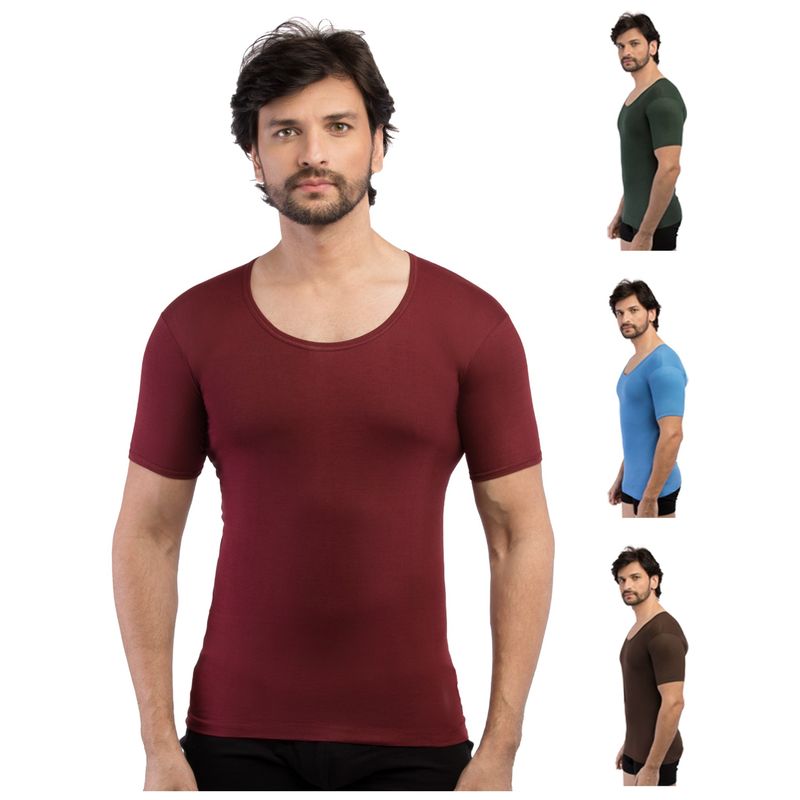 VIP Mens Supreme Colour Half Sleeve Pure Cotton Vest in Assorted (Pack of 4) (S)