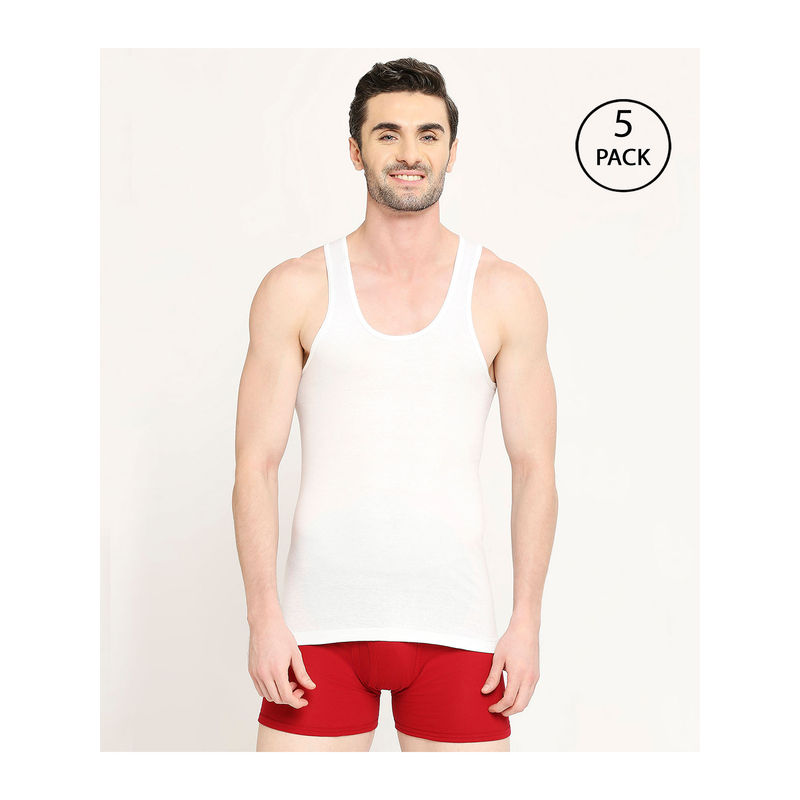 VIP Mens Supreme Cotton White Vest Inner wear (Pack of 5) (L)