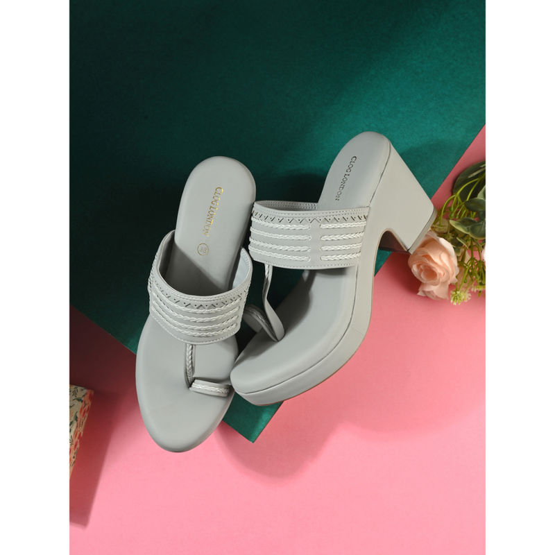 CLOG LONDON Womens Grey One Toe Block Heels (EURO 36)