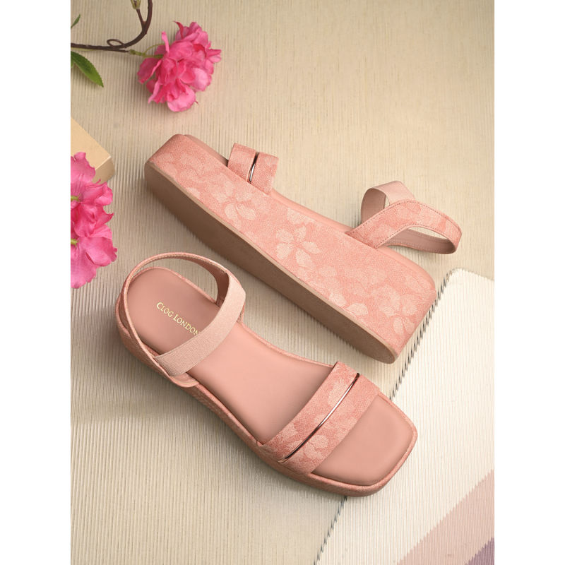 CLOG LONDON Womens Peach Elastic Heels (EURO 41)