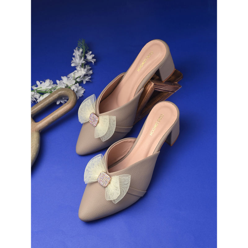 CLOG LONDON Womens Grey Pointed Toe Heeled Mules (EURO 36)