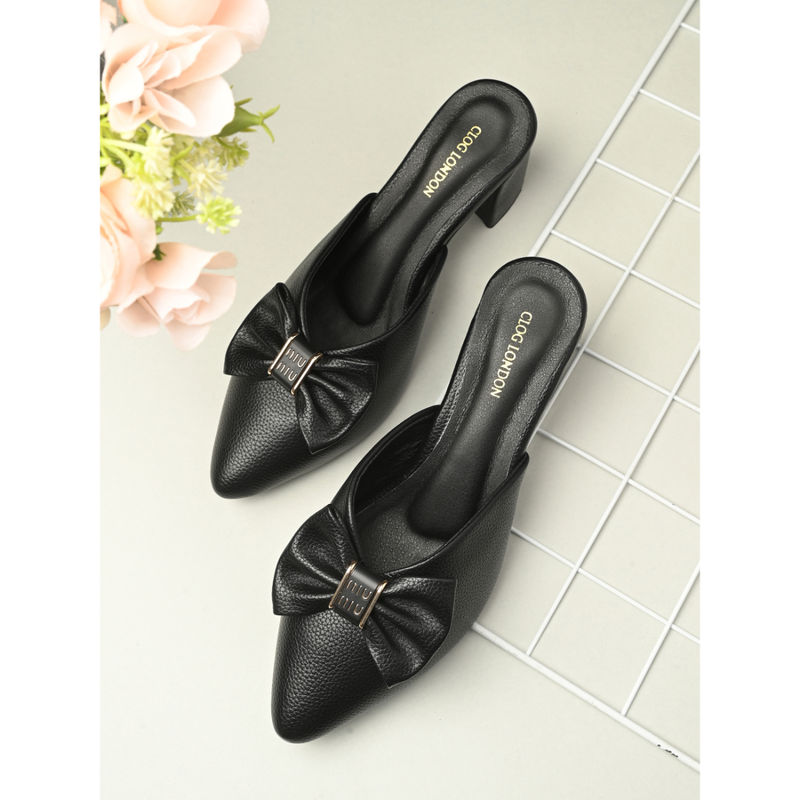 CLOG LONDON Womens Black Pointed Toe Heeled Mules (EURO 36)
