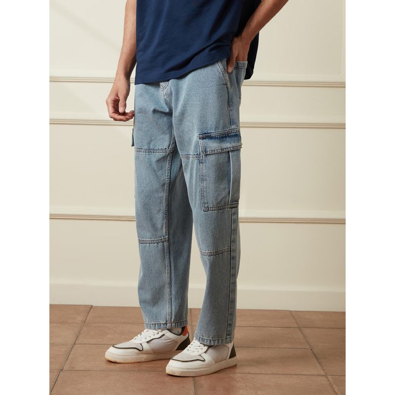 WROGN Casual Loose Fit Denim Cargo Jeans (34)