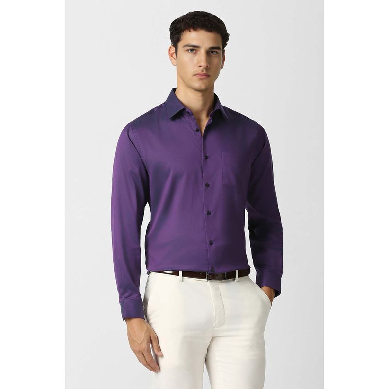 Van Heusen Men Purple Solid Full Sleeves Wedding Shirt (39)
