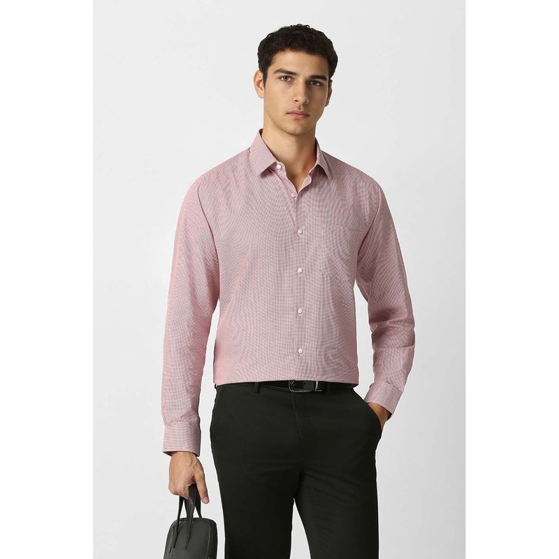 Van Heusen Men Pink Checks Full Sleeves Formal Shirt (39)