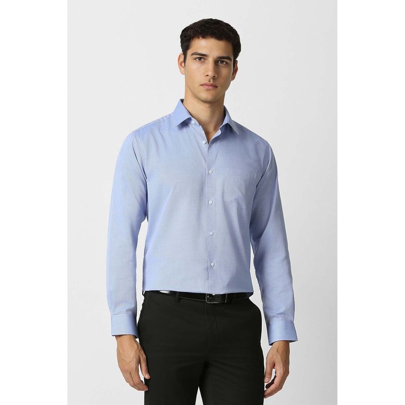 Van Heusen Men Blue Textured Full Sleeves Formal Shirt (39)