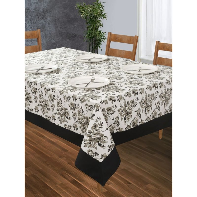 SHADES OF LIFE Black Rose Floral With Border Center Table Cover (60*40 Inches)