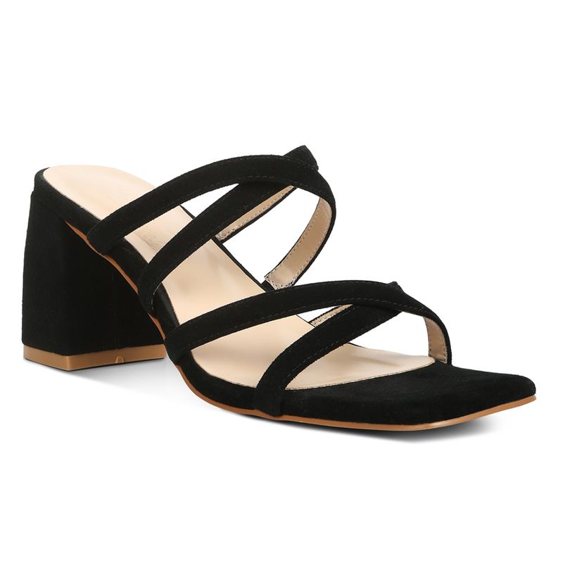 Rag & Co Strappy Casual Block Heel Sandals in Black (EURO 40)