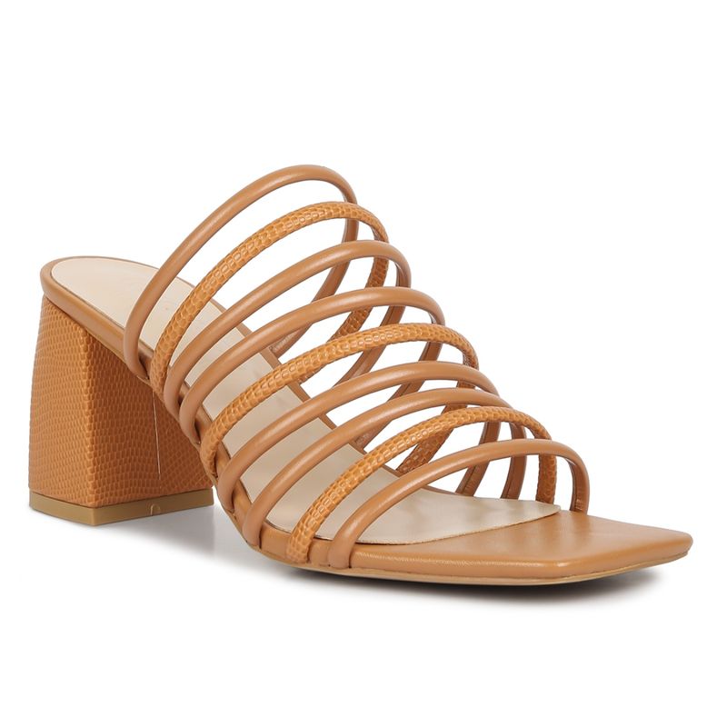 Rag & Co Tan Strappy Slip On Sandals (EURO 36)