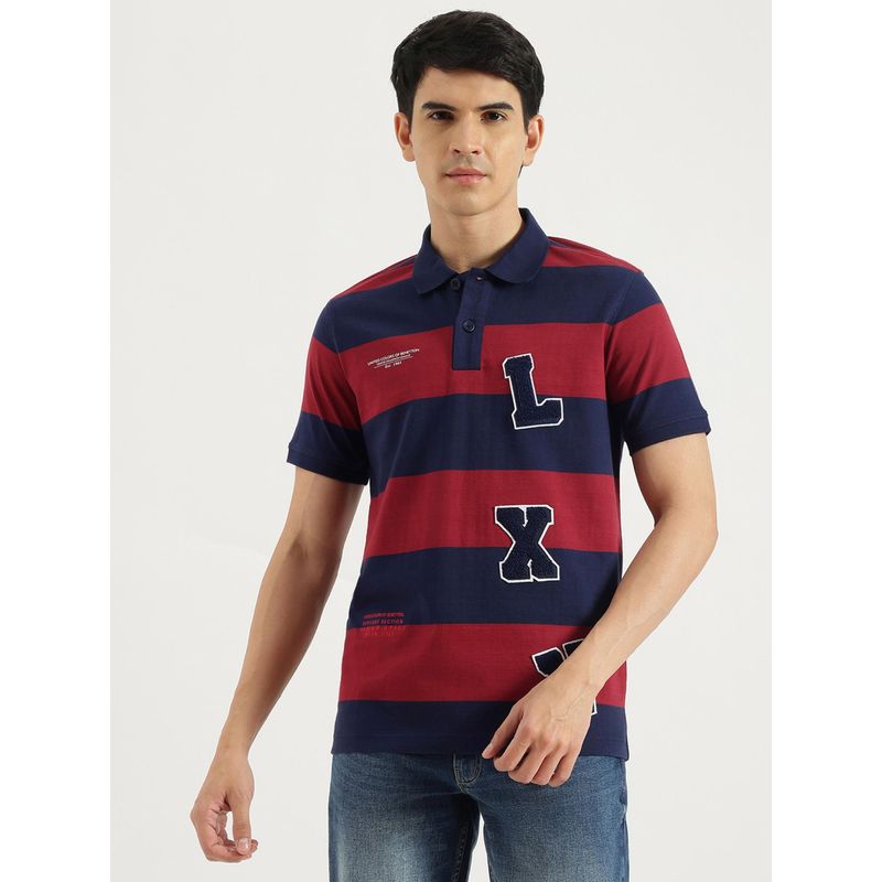 United Colors of Benetton Relaxed Fit Stripes Varsity Heavy Jersey Polo T-Shirt (2XL)