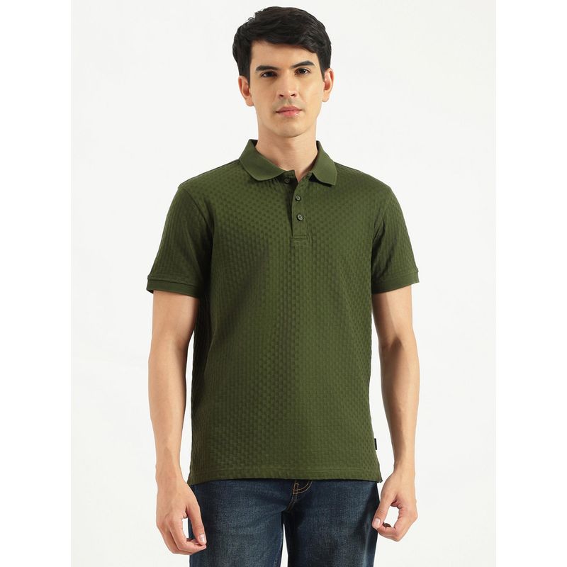United Colors of Benetton Regular Fit Textured Squares Jacquard Polo T-Shirt (L)