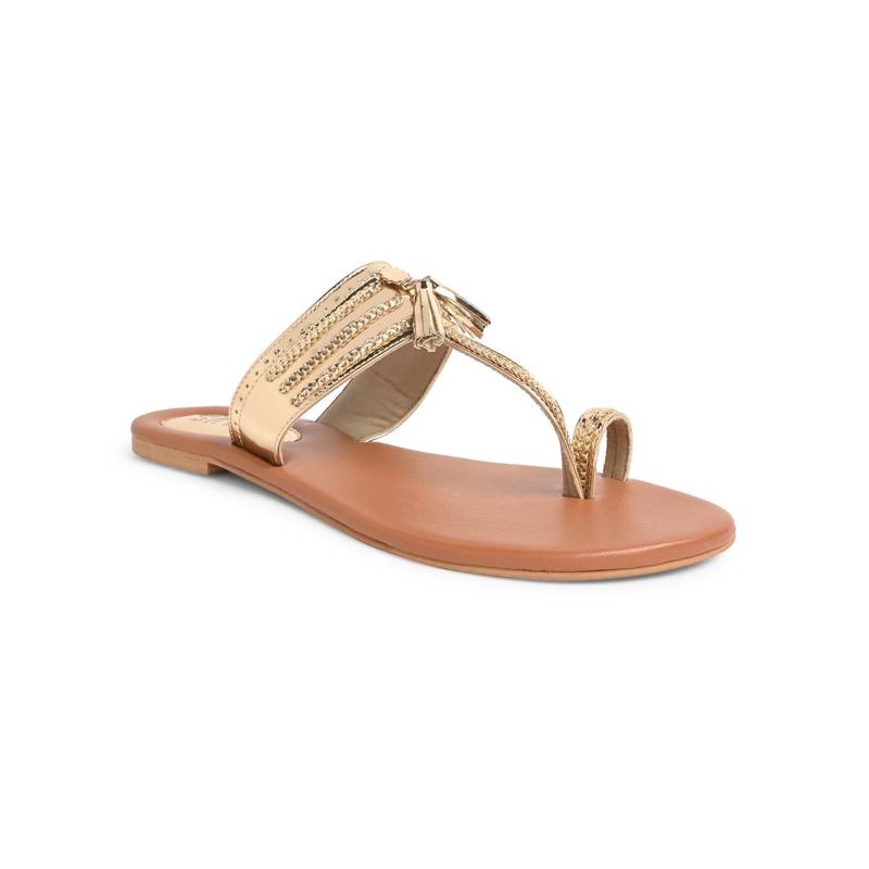 SKO Reflective Women Gold Kolhapuri Flats (EU 40)