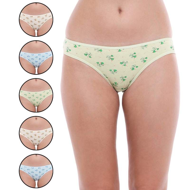 Bodycare Pack of 6 100% Cotton Printed High Cut Panty - Multi-Color (S)