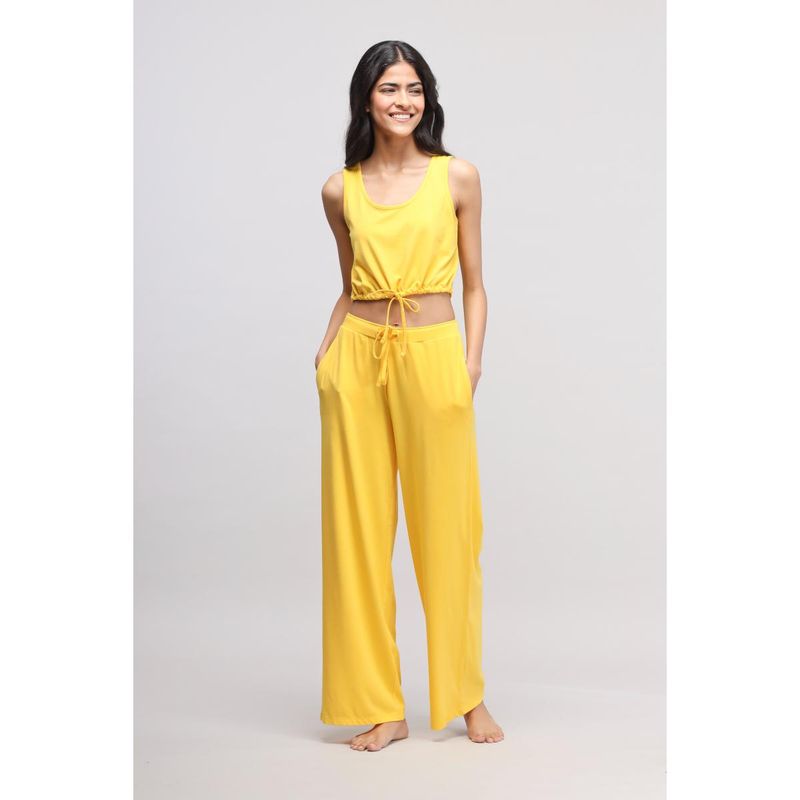 NeceSera Sunny Lime Supima Crop Top with Pyjamas (Set of 2) (S)