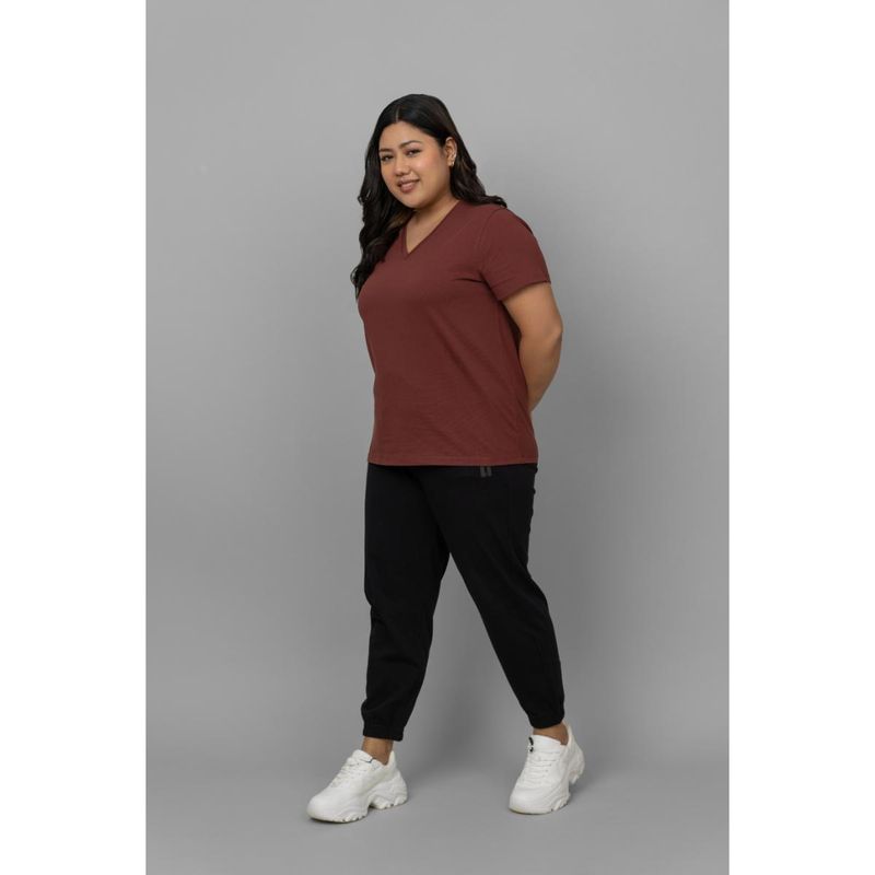 NeceSera Rust V-Neck T-Shirt with Joggers (Set of 2) (S)