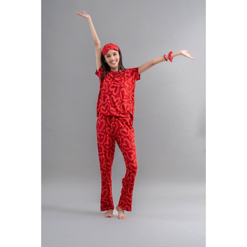 NeceSera Lovestruck Hearts Red T-Shirt and Pyjama (Set of 2) (S)