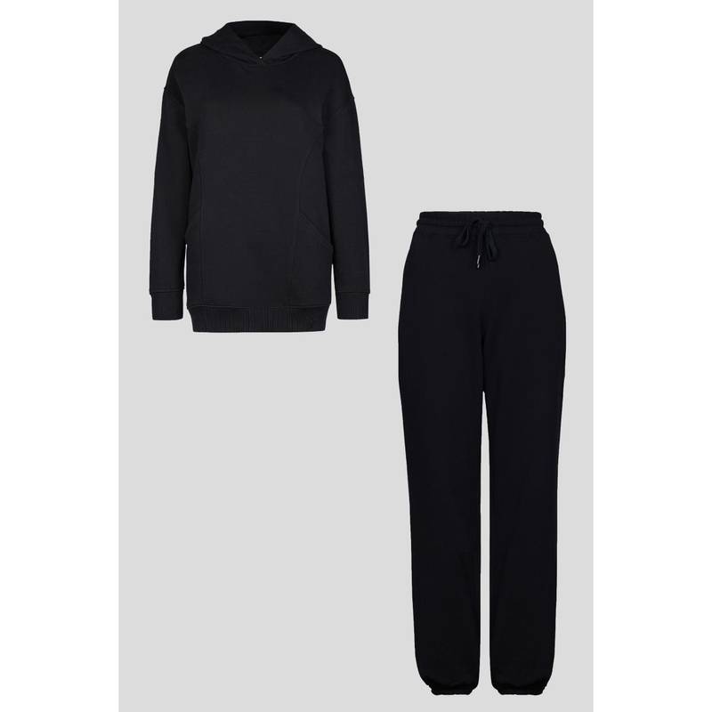 NeceSera Midnight Black Terry Oversized T-Shirt and Pyjama (Set of 2) (3XL)