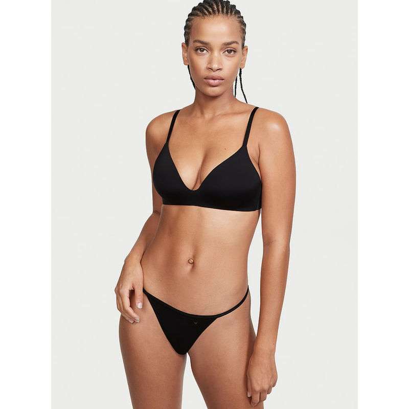 Victoria's Secret Black Stretch Cotton V-String Panty (S)