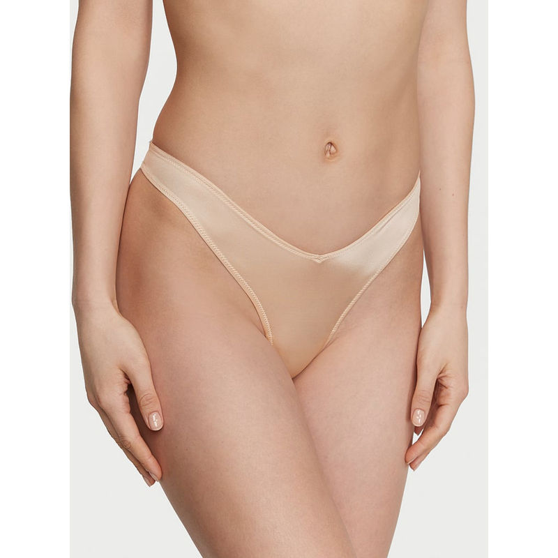 Victoria's Secret Beige Very Sexy Strappy Back High-Leg Thong Panty (S)