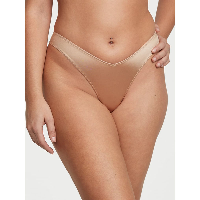 Victoria's Secret Dark Beige Very Sexy Strappy Back High-Leg Thong Panty (M)