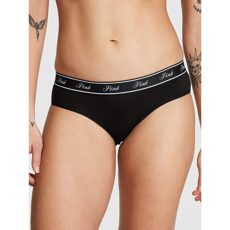 Victoria's Secret Black Logo Cotton Hiphugger Panty (XS)