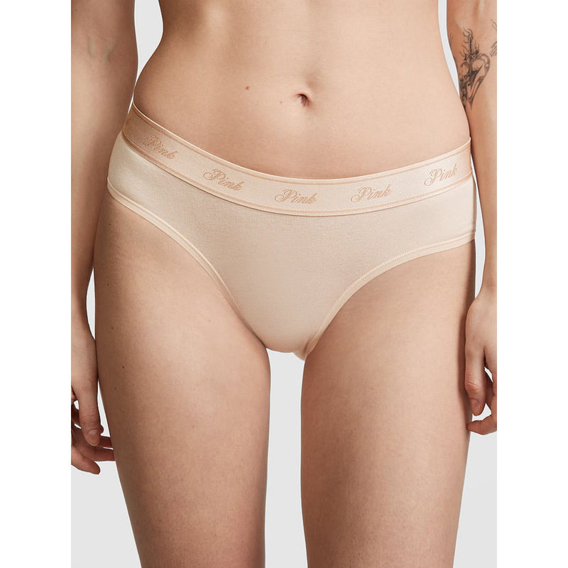 Victoria's Secret Beige Logo Cotton Hip Hugger Panty (2XL)