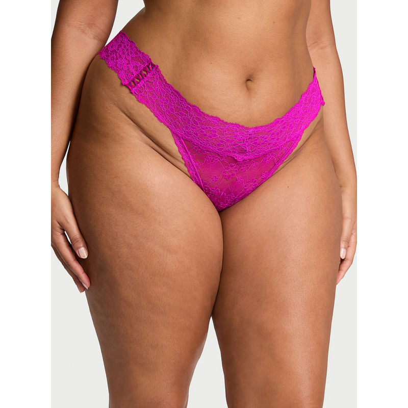 Victoria's Secret Pink The Lacie Lace-Up Lace Thong Panty (XS)