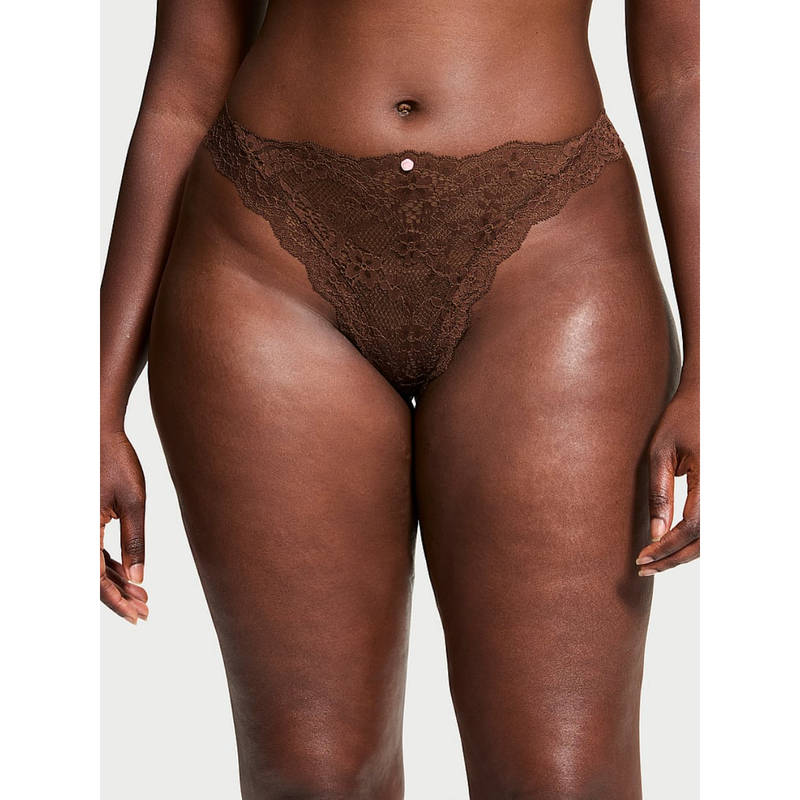 Victoria's Secret Brown Dream Angels Lace Thong Panty (XS)