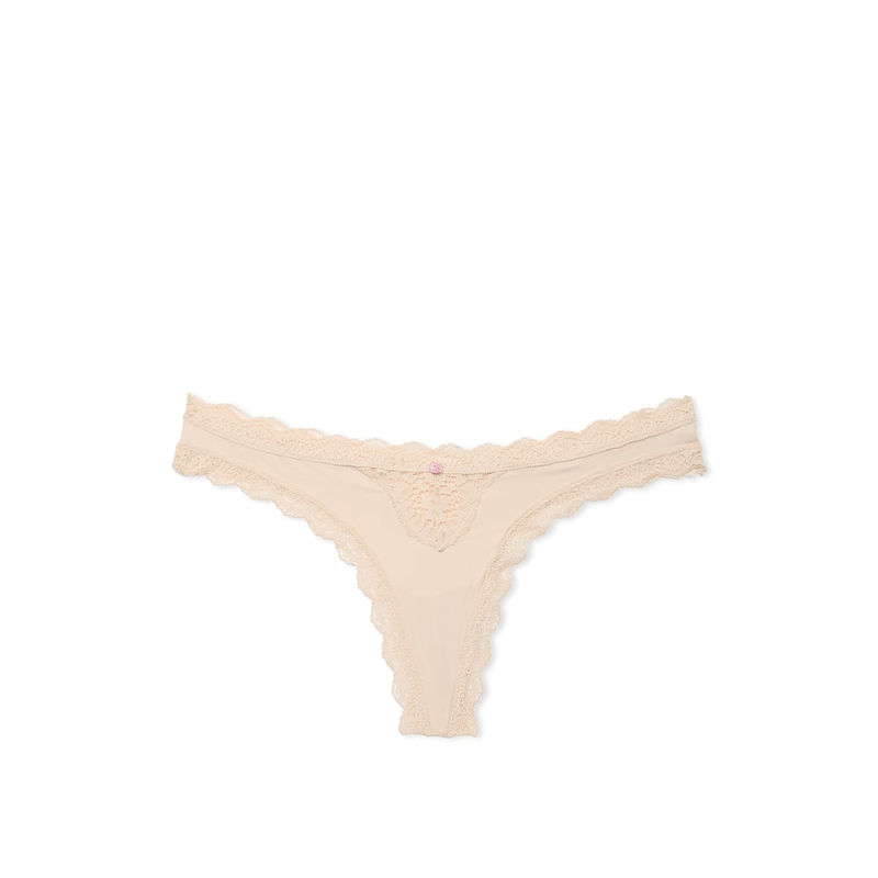 Victoria's Secret Beige Dream Angels Lace-Trim Thong Panty (XS)